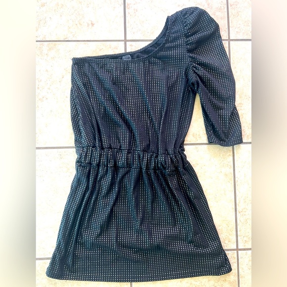 Zara Dresses & Skirts - Zara evening collection studded silver black one shoulder mini dress. Size M.
